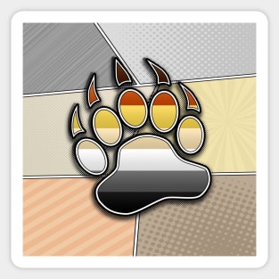 Halftone Gay Bear Pride Paw with Flag Background Sticker